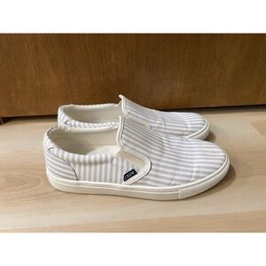 J.Crew Striped Canvas Cotton Rubber Sole Loafers Size 8.5 Womens Blue White